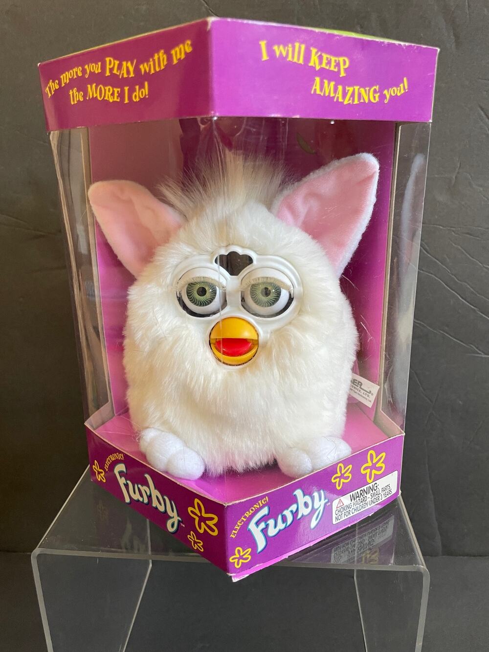 Vintage 1998 Tiger Electronics Furby Snowball White Green Eyes Model 70-800 NIB